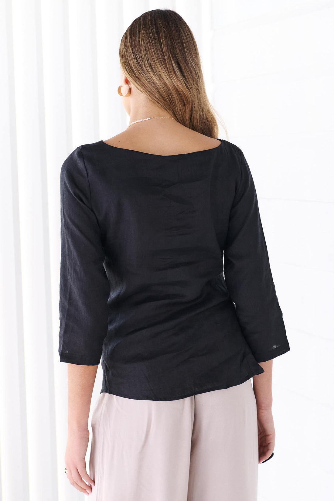 Valerie Linen Top - Black