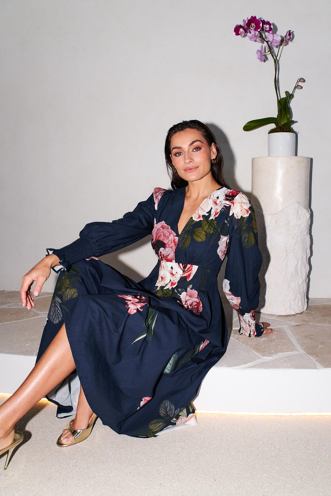 Victoria Midi Dress - Navy