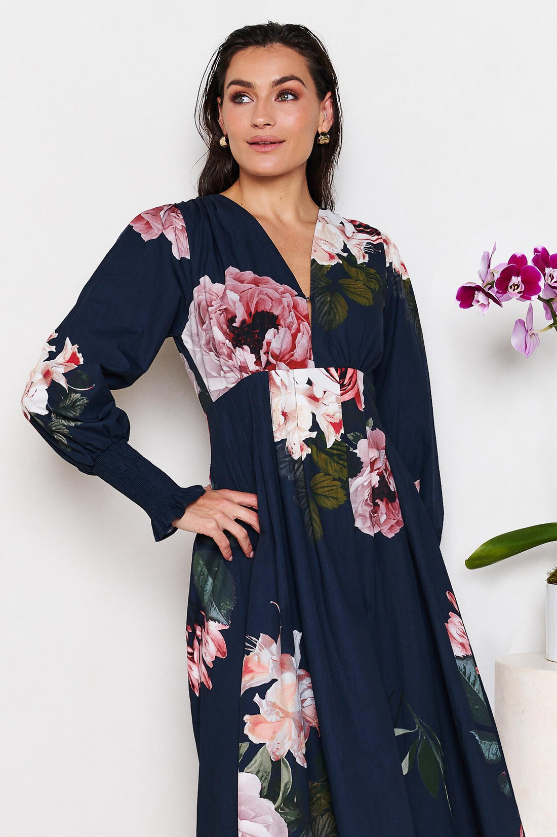 Victoria Midi Dress - Navy