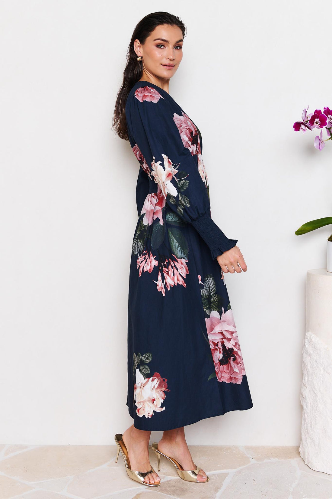 Victoria Midi Dress - Navy