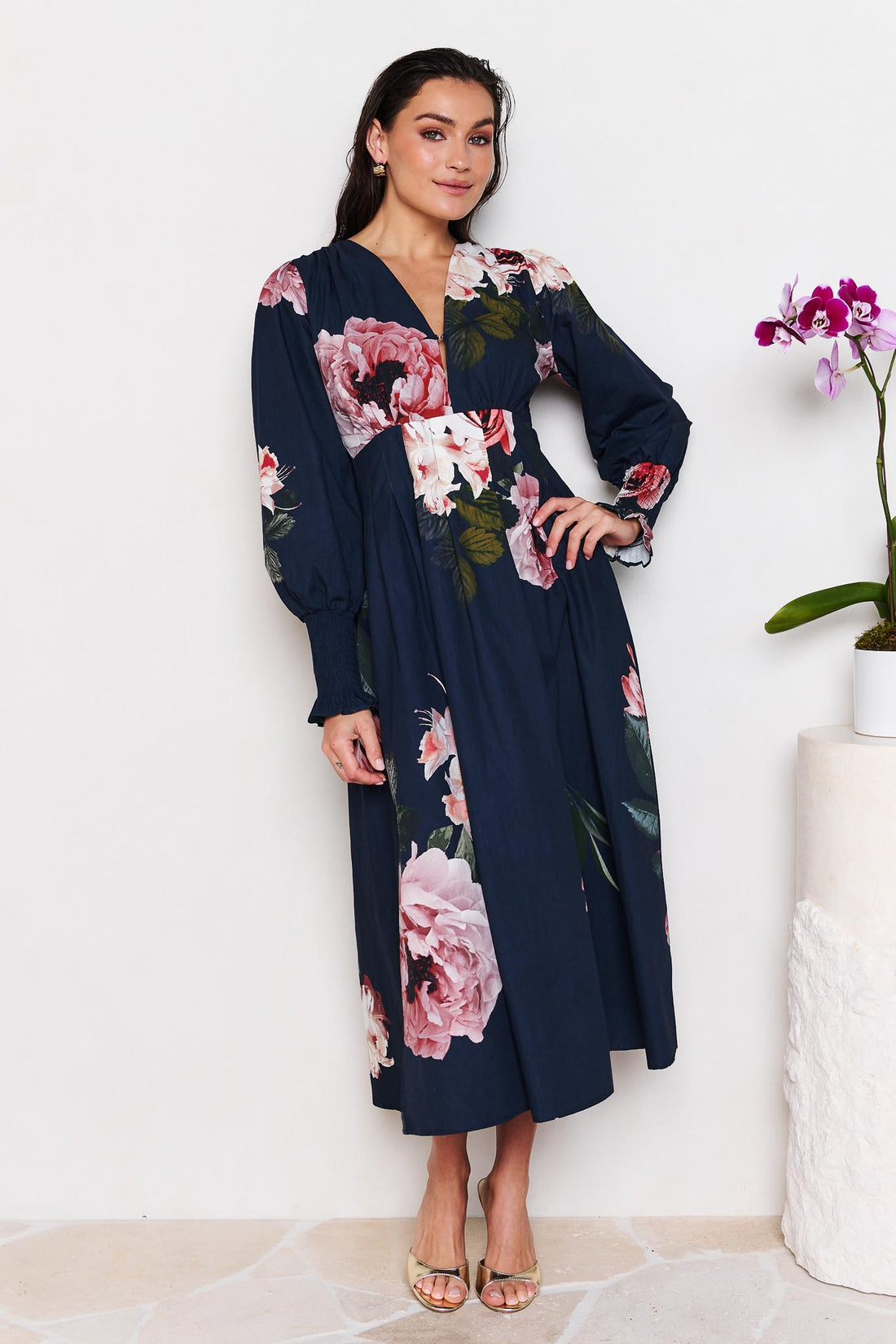 Victoria Midi Dress - Navy