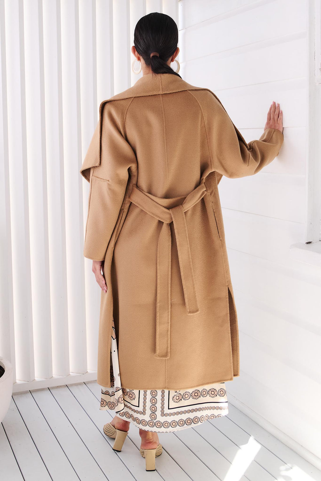 LUMI MERINO WOOL WRAP COAT - CAMEL