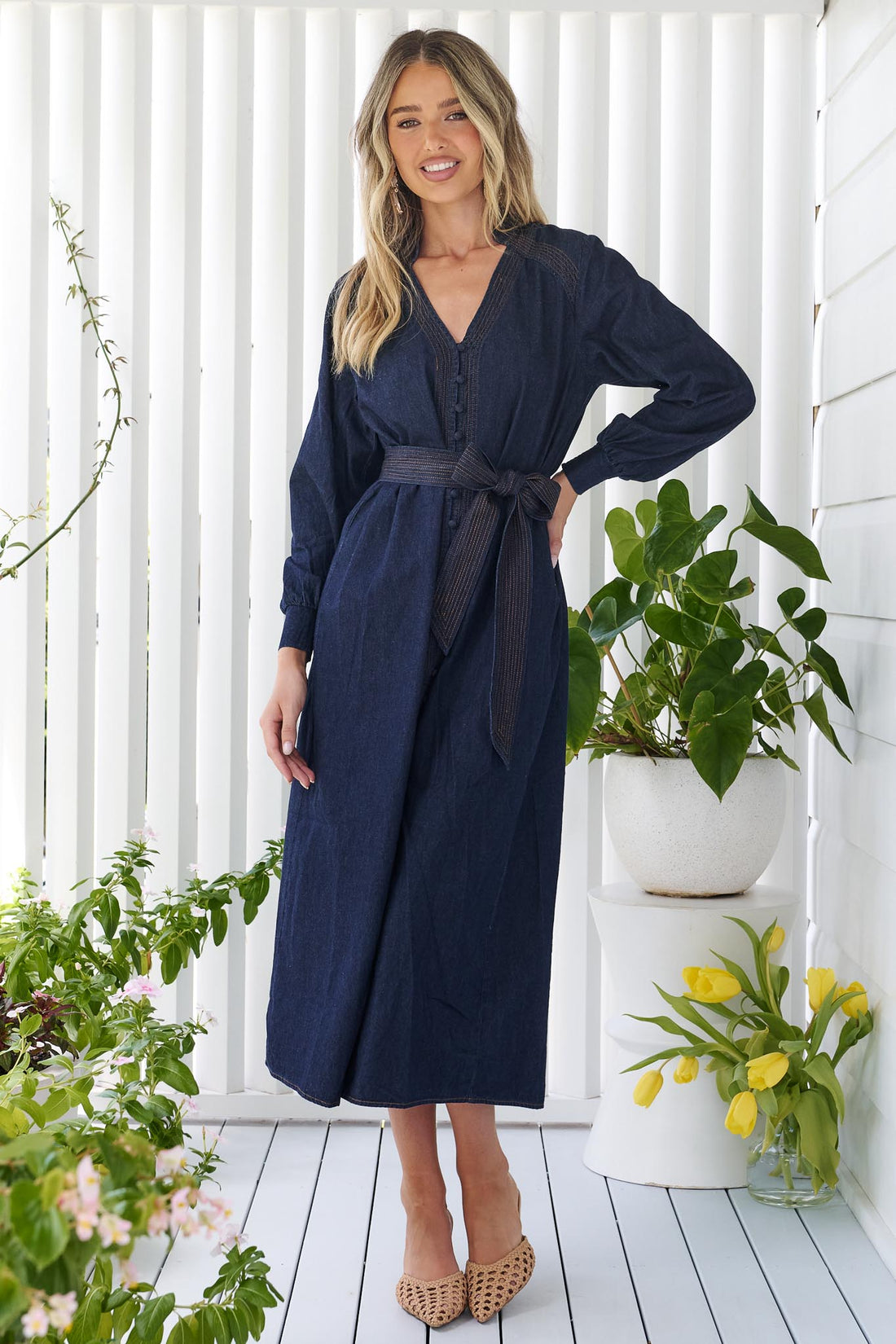 Vivi Lightweight Denim Midi Dress