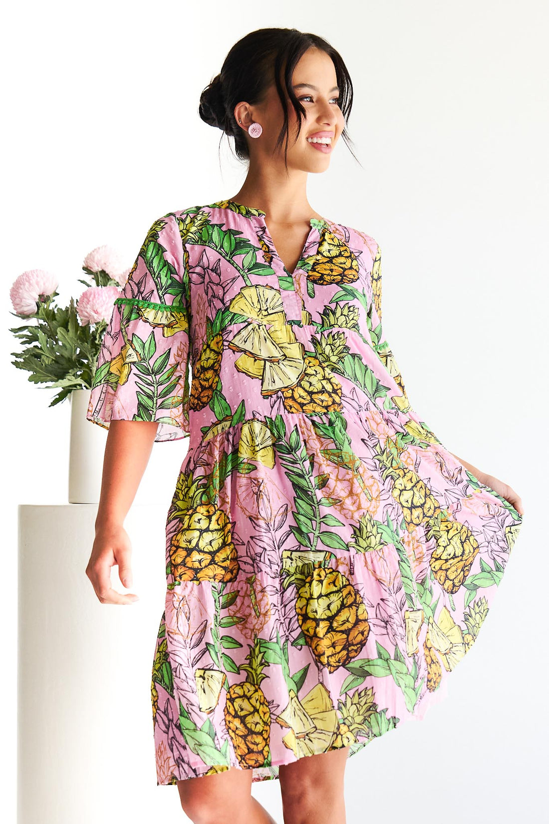 Wendy Dress - Pineapples - Maude Vivante - FINAL SALE