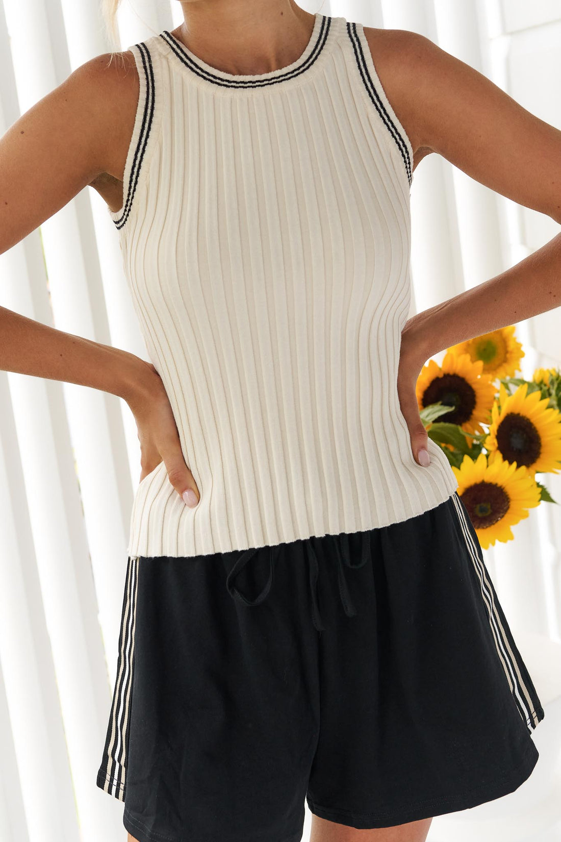 Classic Rib Knit Tank - White - SALE