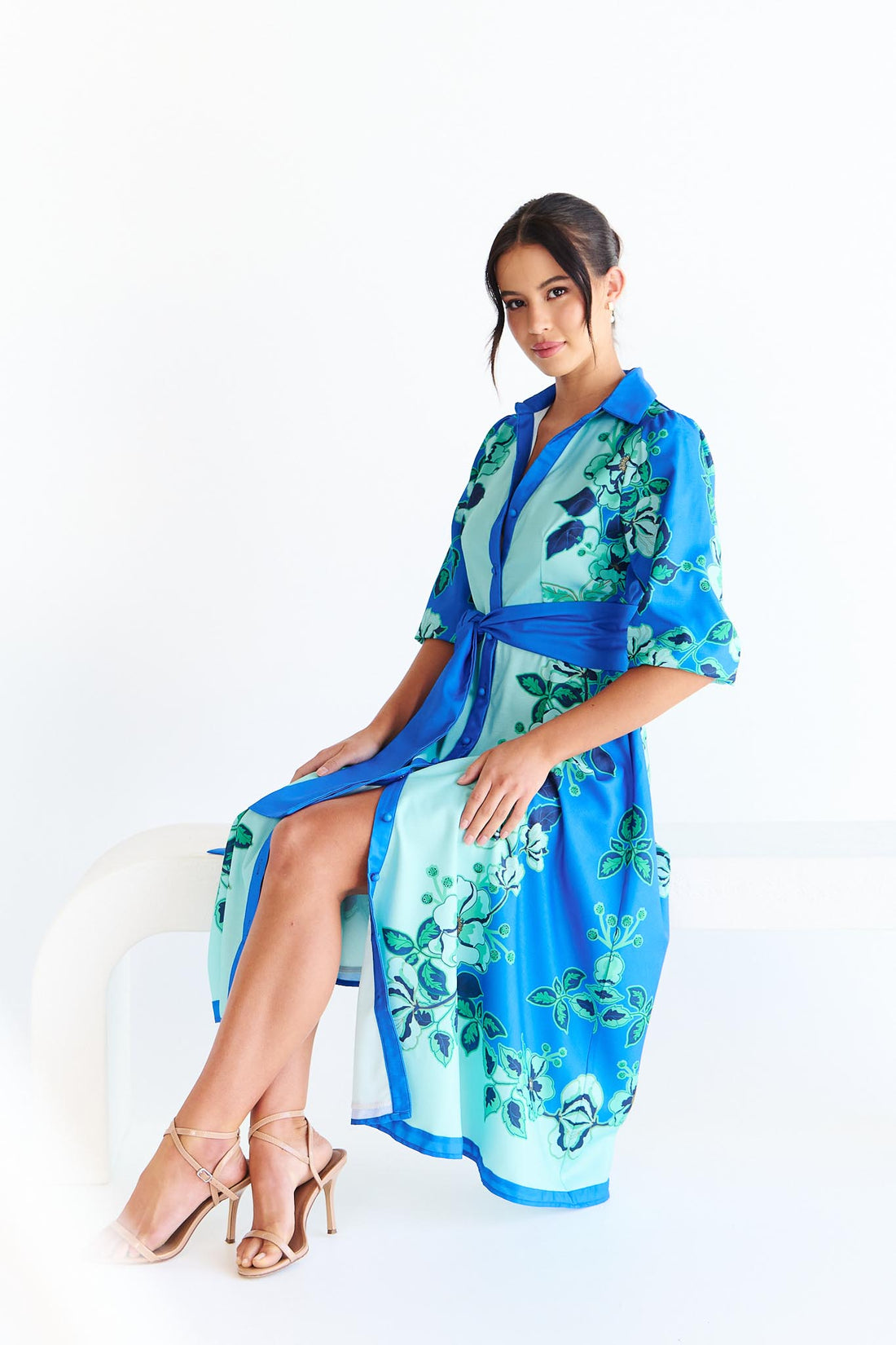 Wildflower Midi Dress - Aqua - Exclusive - FINAL SALE