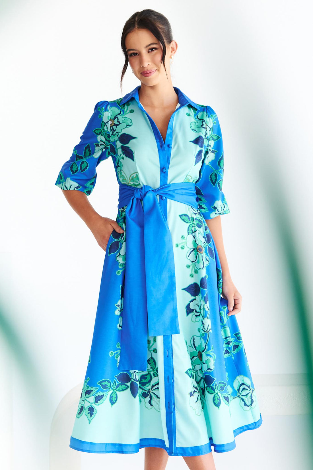 Wildflower Midi Dress - Aqua - Exclusive - FINAL SALE