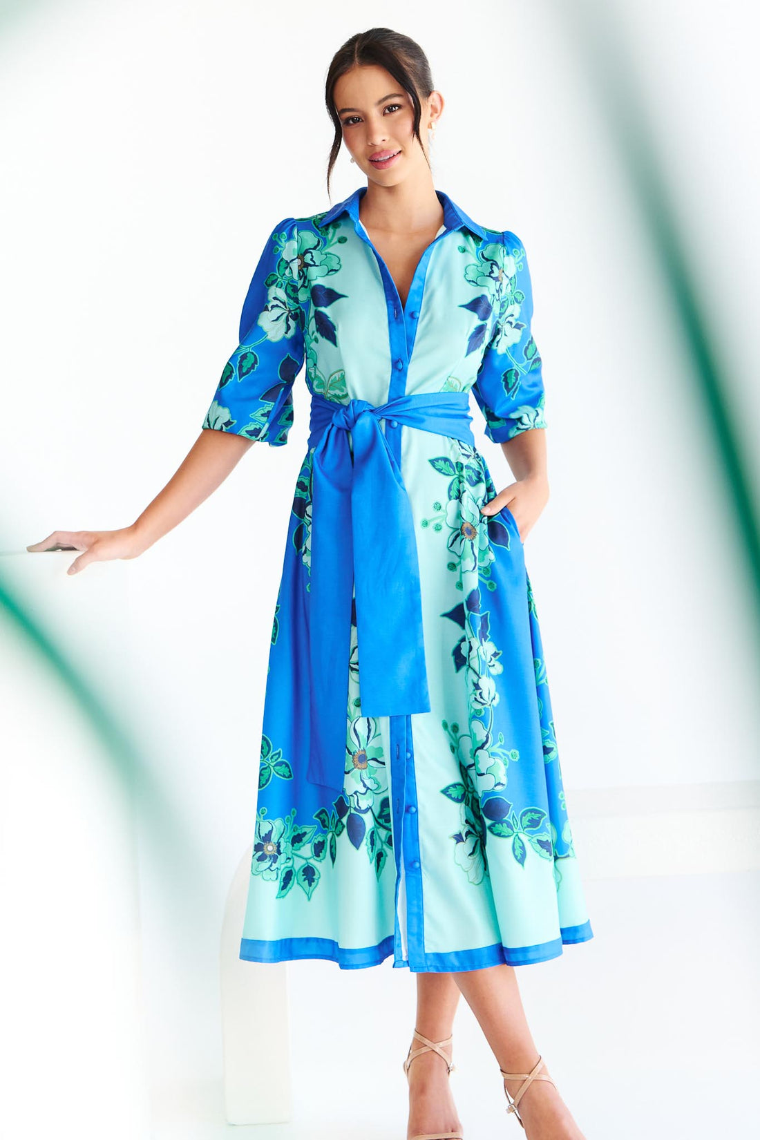 Wildflower Midi Dress - Aqua - Exclusive - FINAL SALE