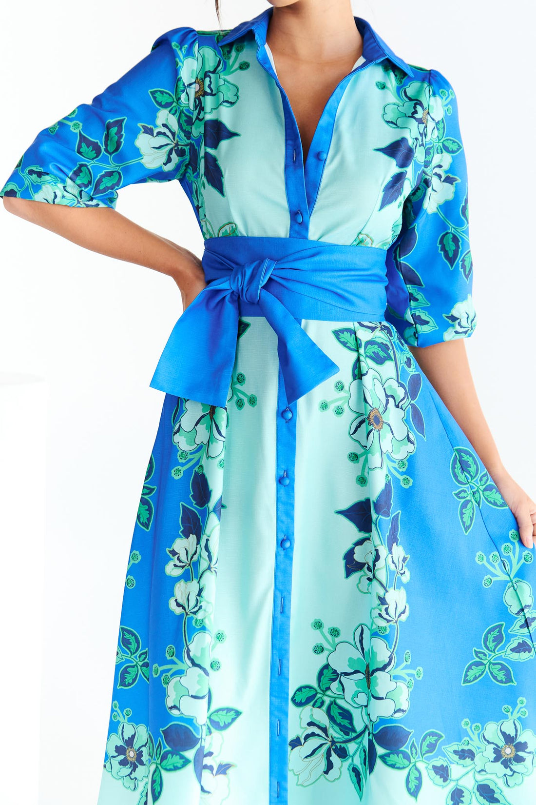 Wildflower Midi Dress - Aqua - Exclusive - FINAL SALE