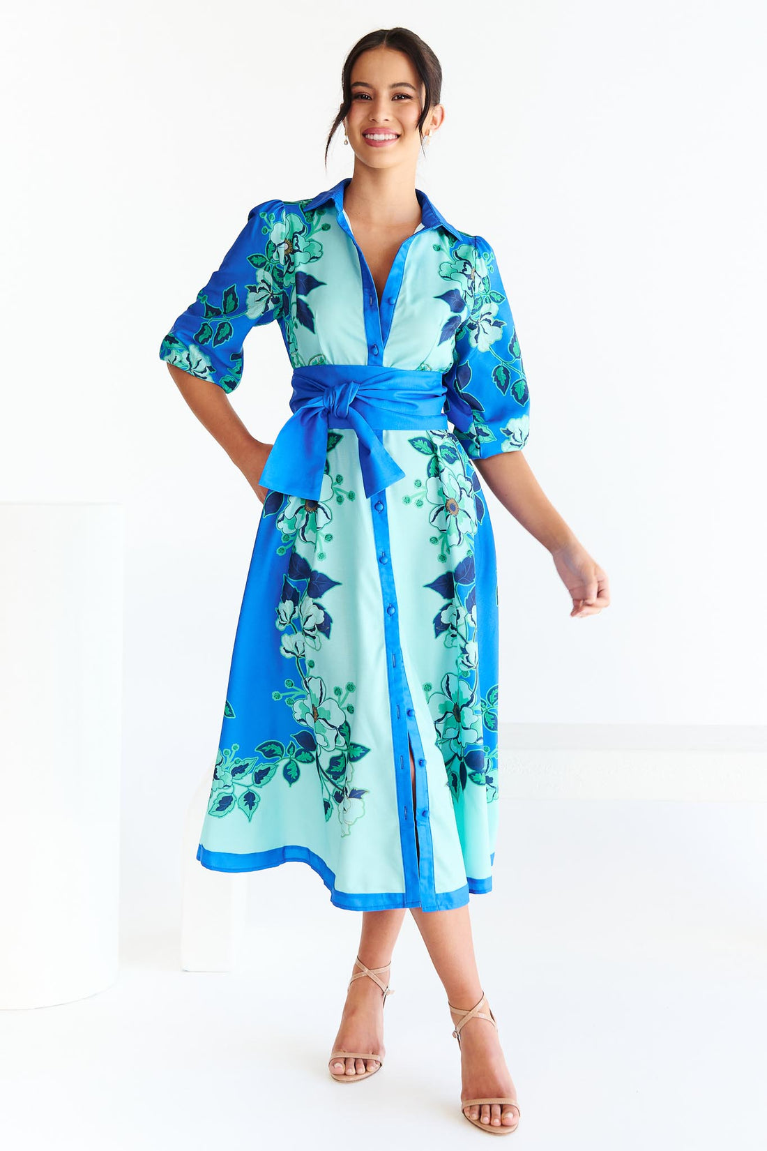 Wildflower Midi Dress - Aqua - Exclusive - FINAL SALE