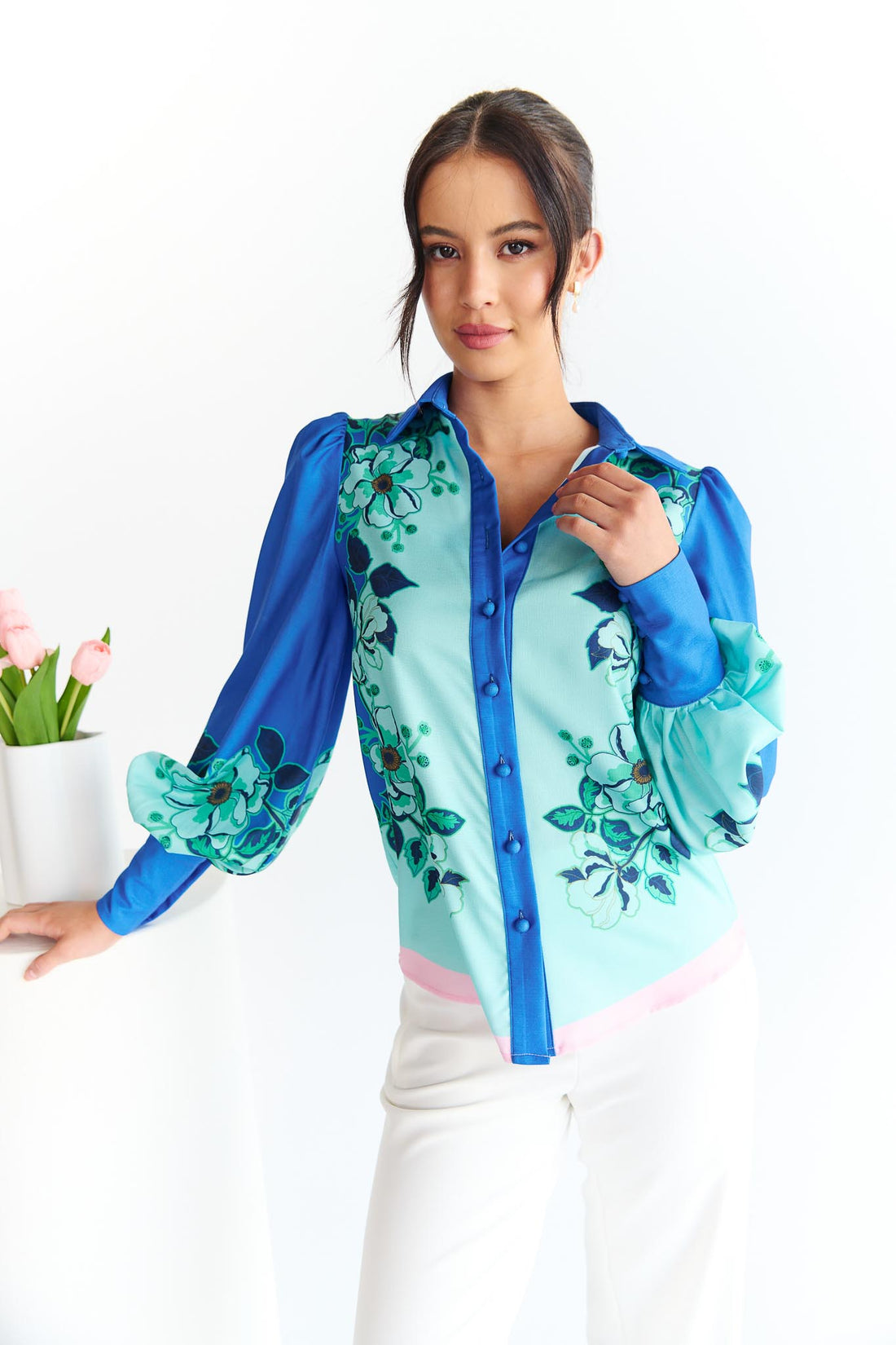 Wildflower Shirt - Blue/Aqua - SALE