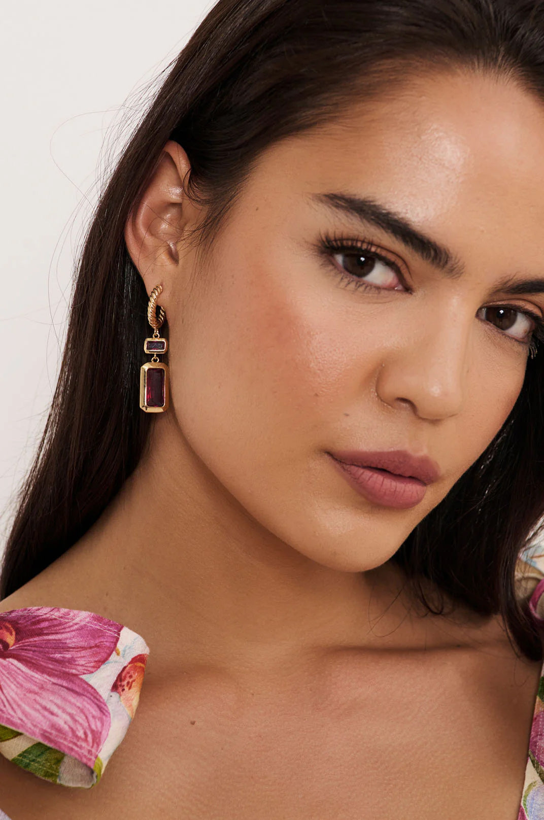 Rectangle Drop Twist Hoops