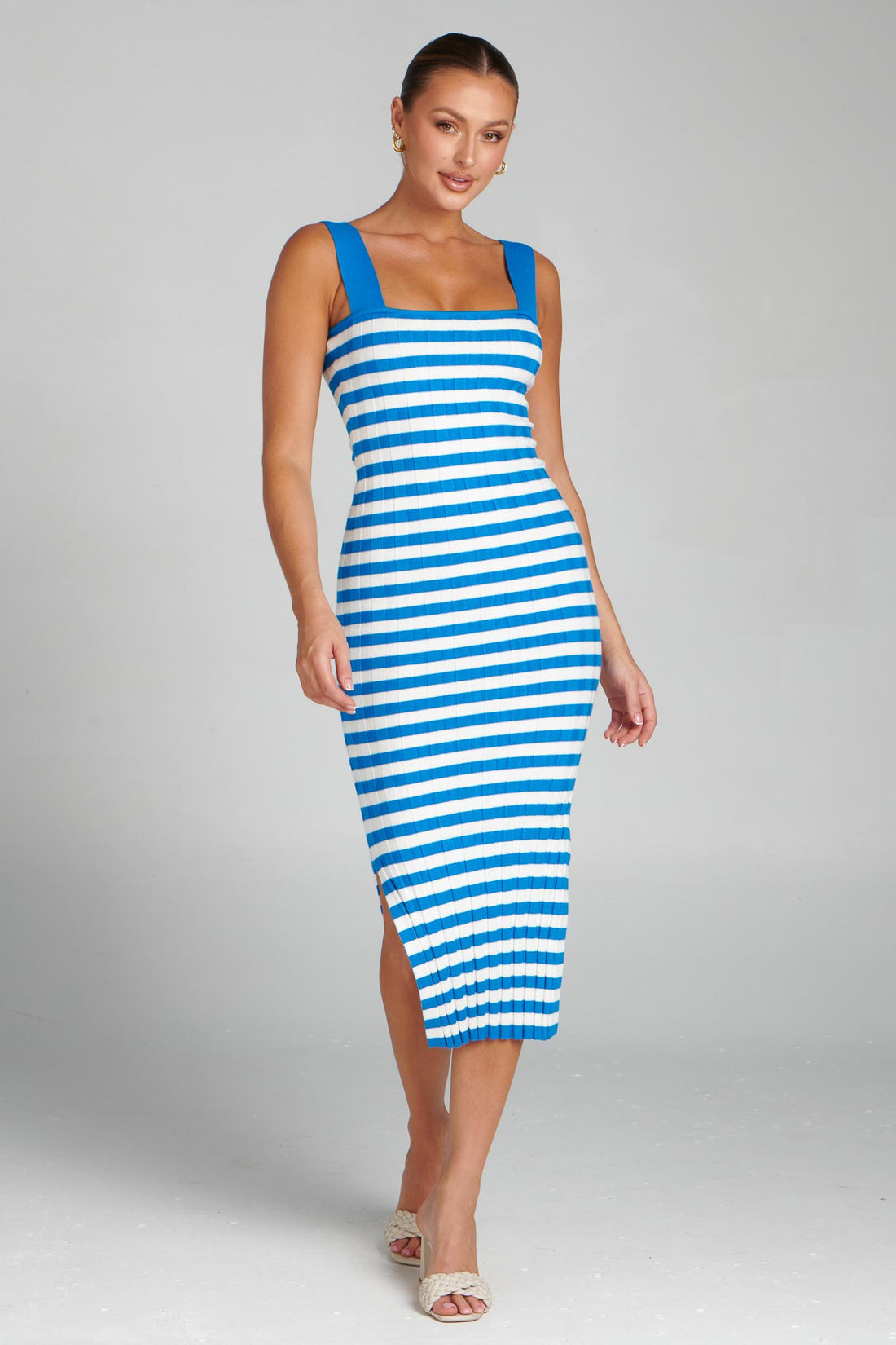 Katie Striped Knit Dress - Blue/White - SALE