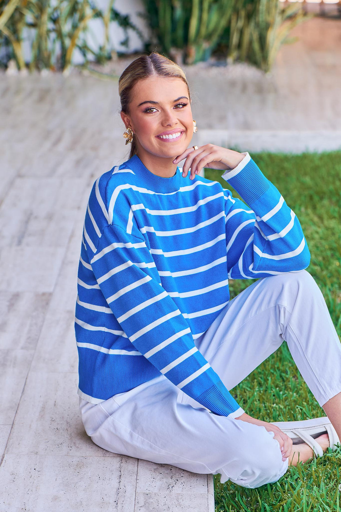 Marni Knit Sweater - Blue/White - FINAL SALE