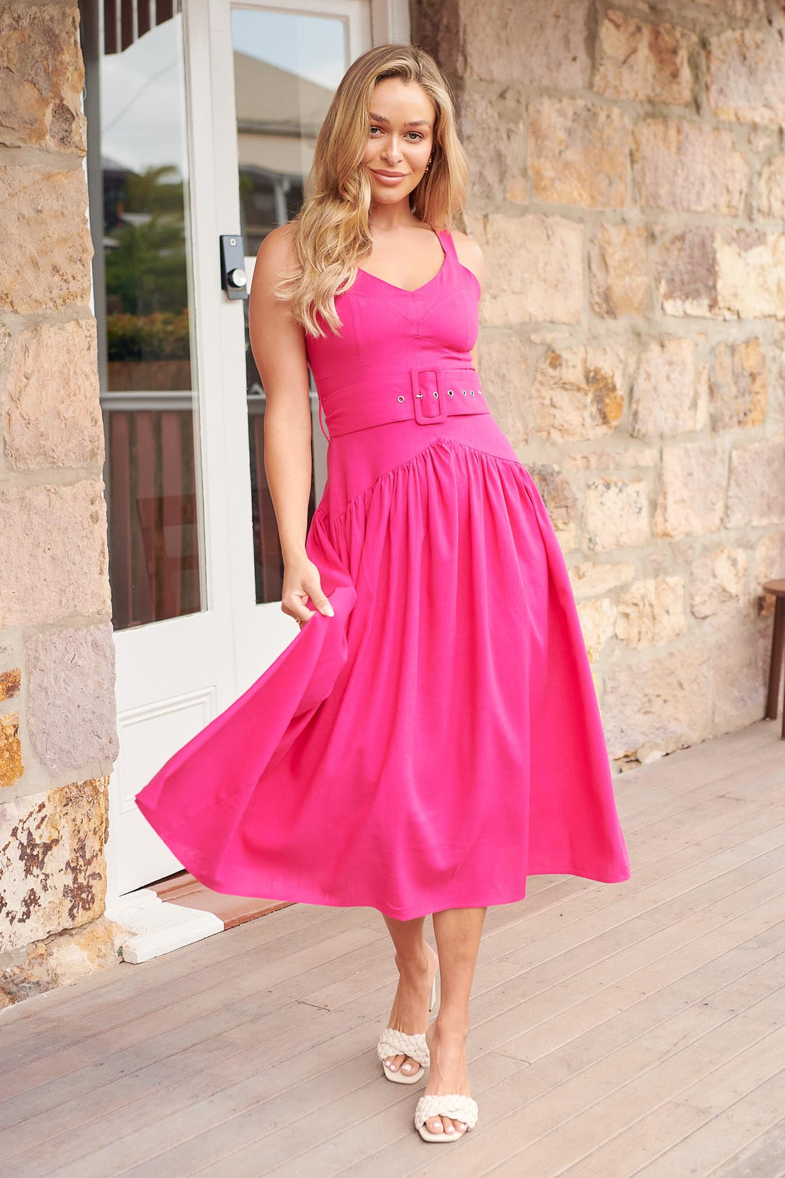 Millicent Midi Dress - Hot Pink - SALE