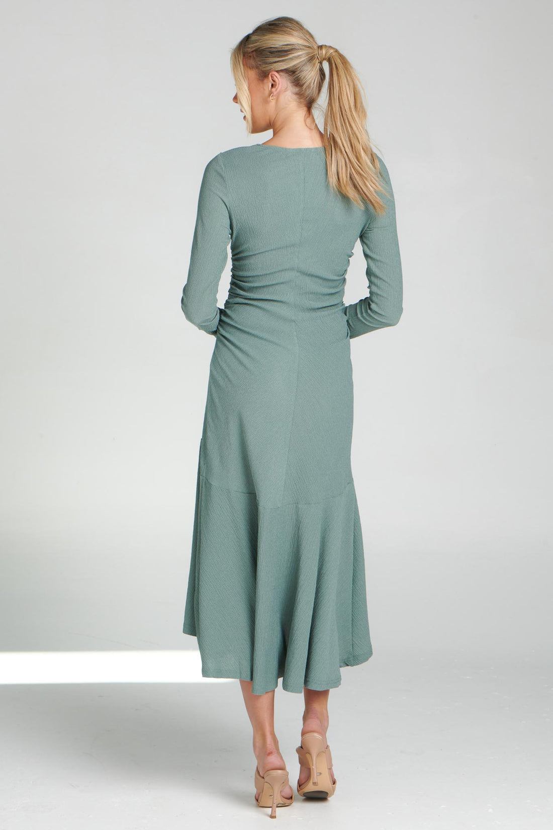 Nia Ruched Dress - Sage - FINAL SALE