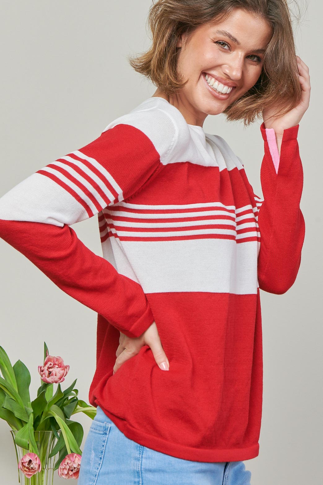 Petra Classic Stripe Knit - Red + White - FINAL SALE
