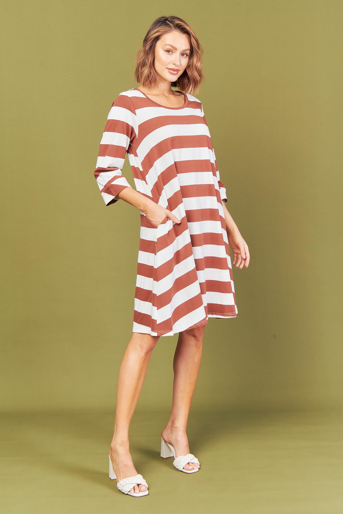Raya Dress - Tan Stripe