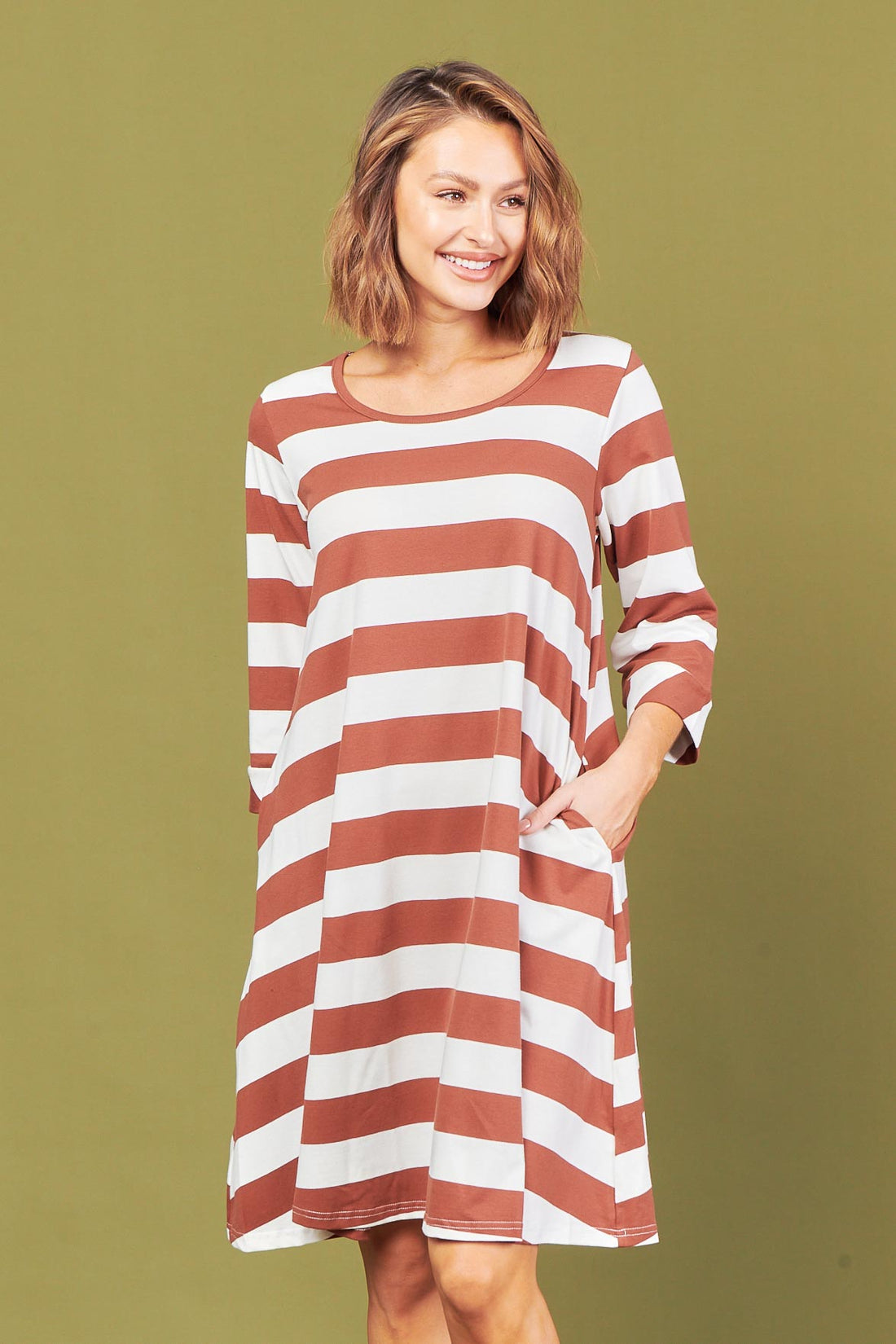 Raya Dress - Tan Stripe