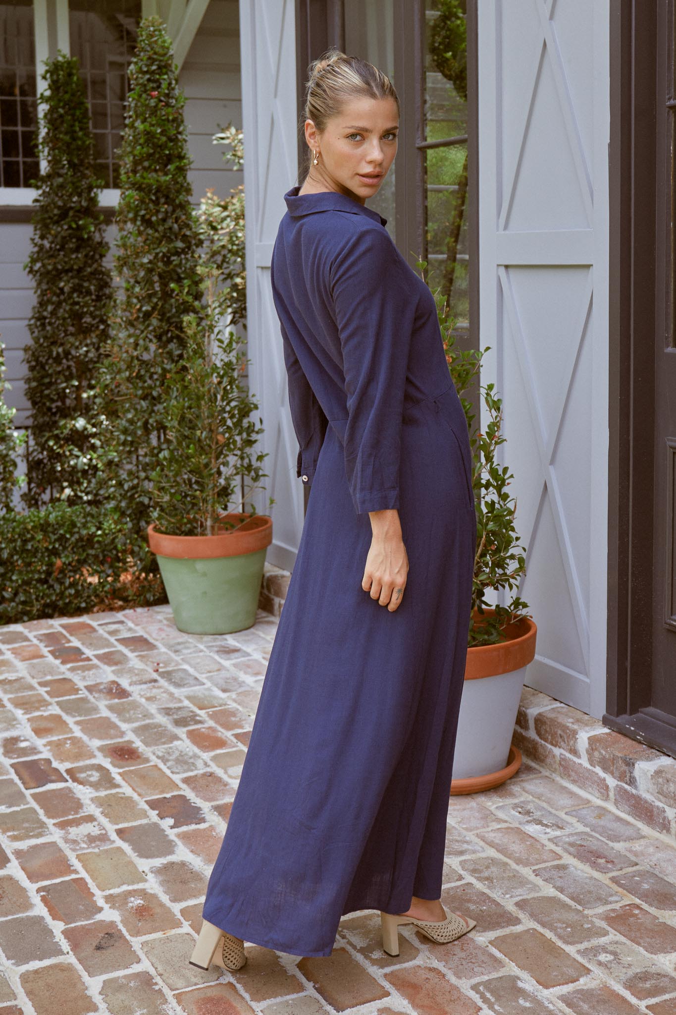 Navy maxi cheap shirt dress